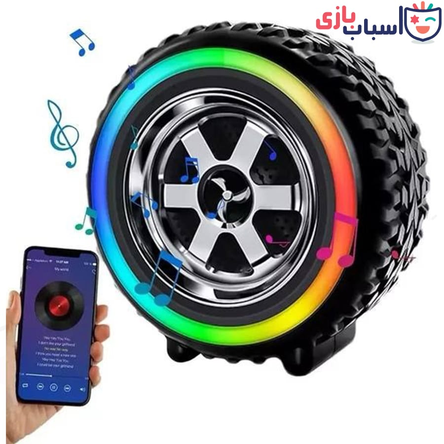 اسپیکر بلوتوث دار شارژی طرح لاستیک 2389 - تصویر 2